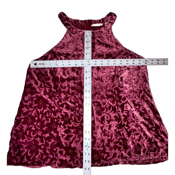 Altar’d State Vintage 90s Y2K Red Burgundy Goth‎ Vamp Velvet Floral Sleeveless M - Picture 6 of 9